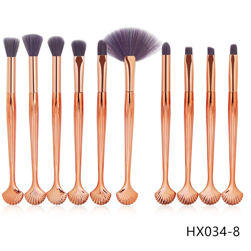 Elegant 10-Piece Shell Brush Set