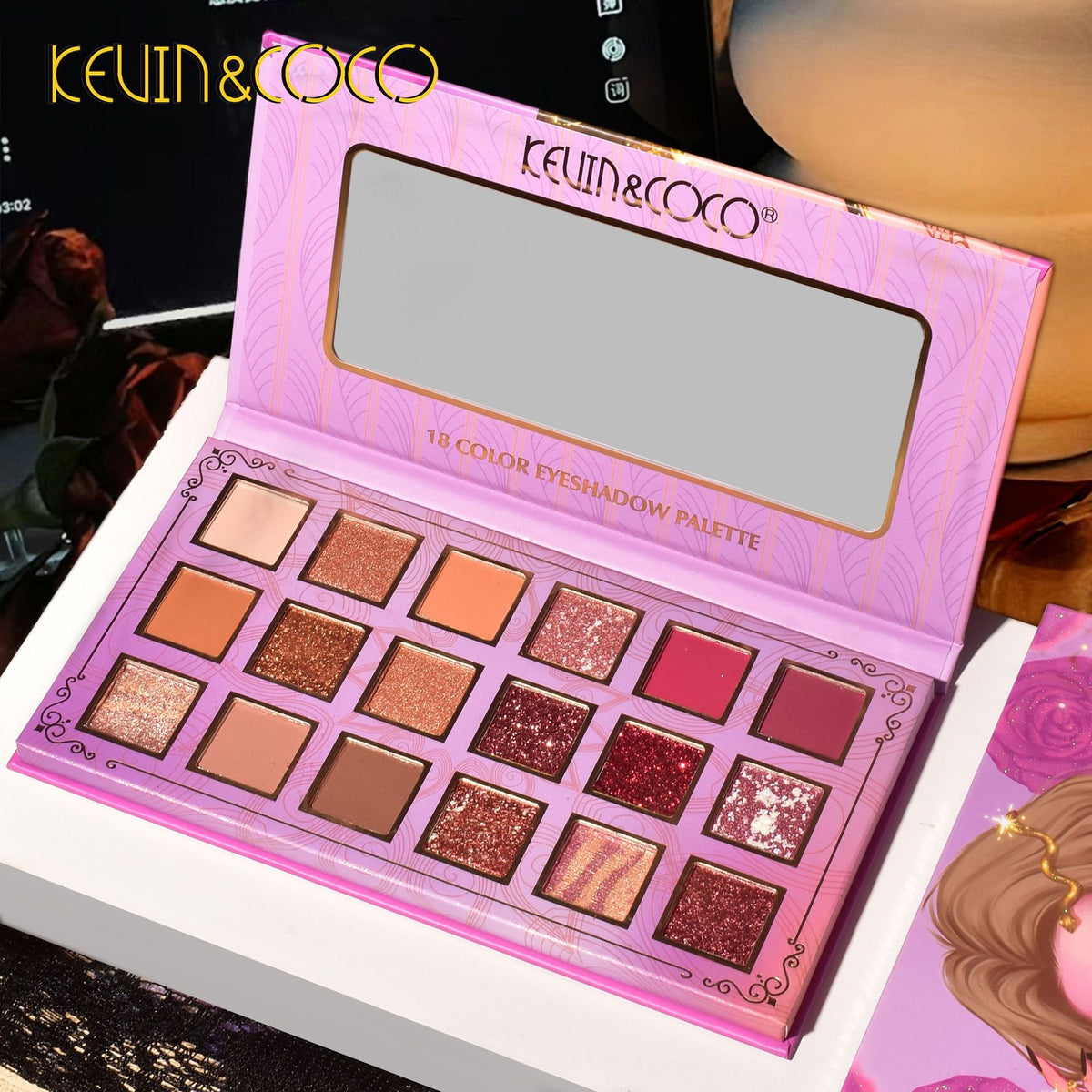KEVIN&COCO 18-Color Gold Rose Eyeshadow Palette