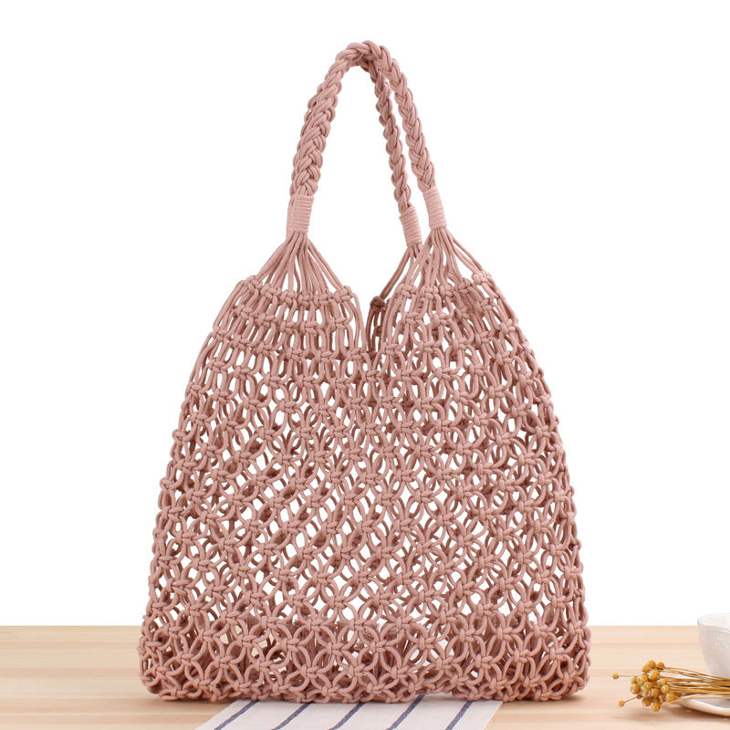 New Trendy Solid Color Woven Shoulder Bag for Women