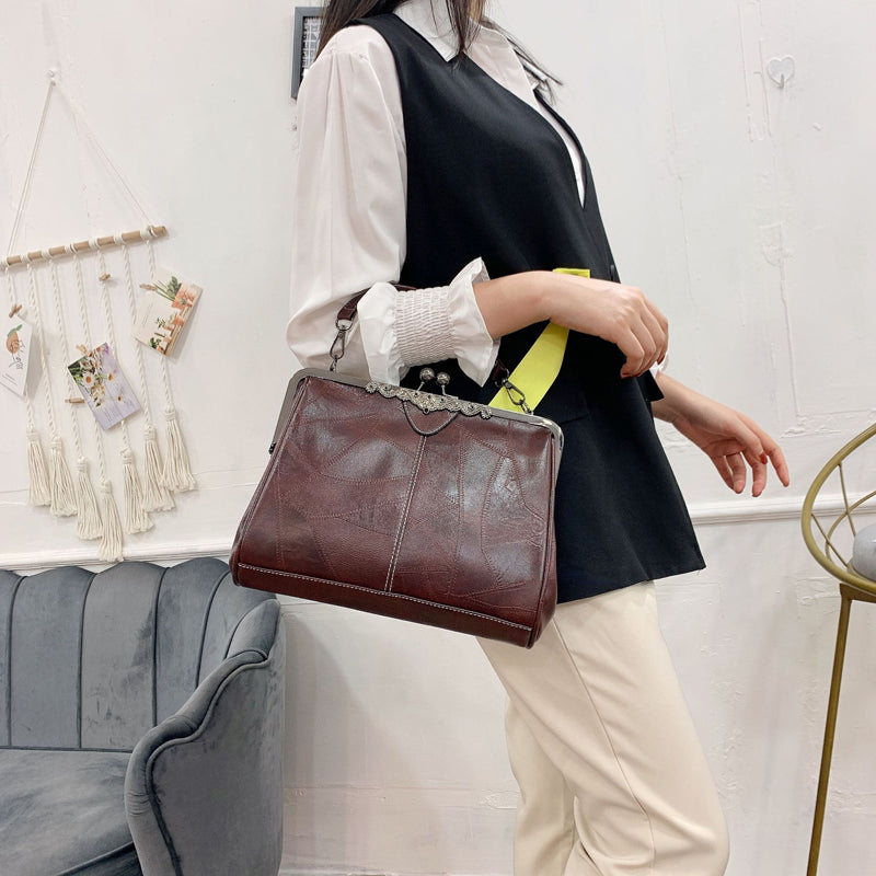 Annmouler Designer Vintage Luxury PU Leather Tote Bag