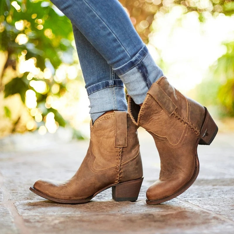 New Thick-Heeled Low-Top Women's Boots (Sizes 40-43)
