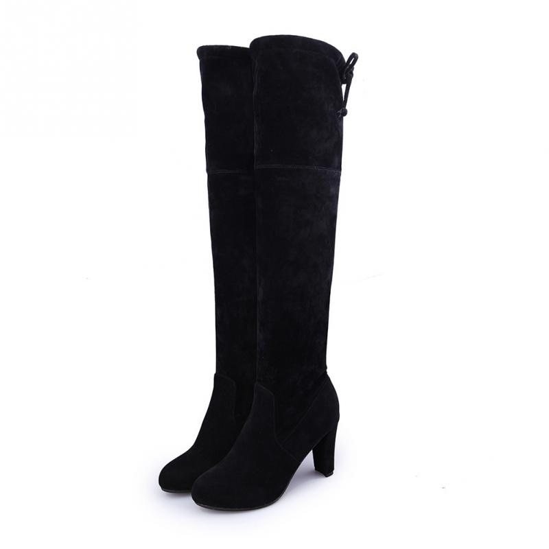 Pointed Toe Women's Knee-High Chunky Heel Boots