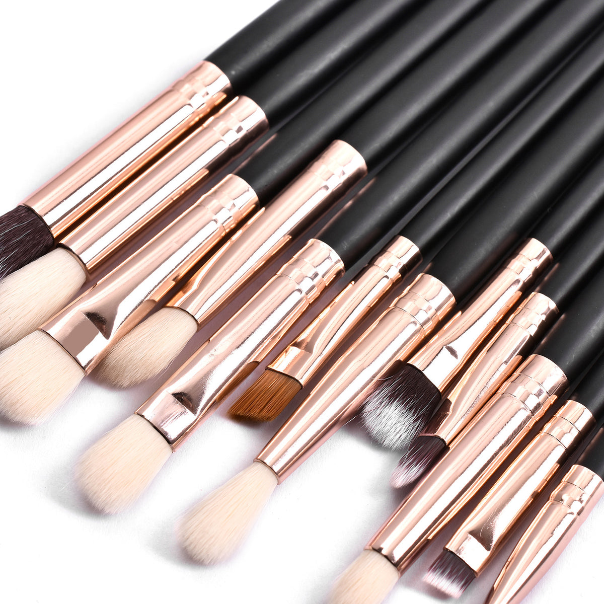Elegant Black Rose Gold 12-Piece Brush Set