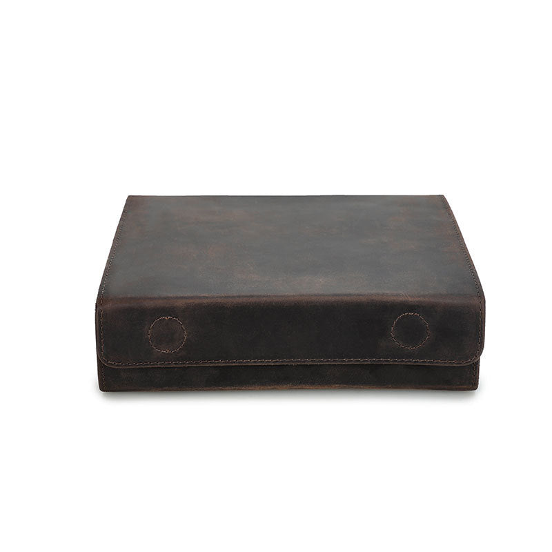 Vintage Crazy Horse Leather Rectangular Glasses Case Set