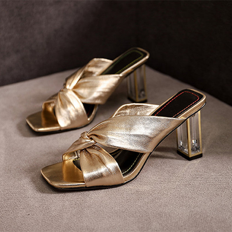 Chic Square-Toe Foldable Sandals
