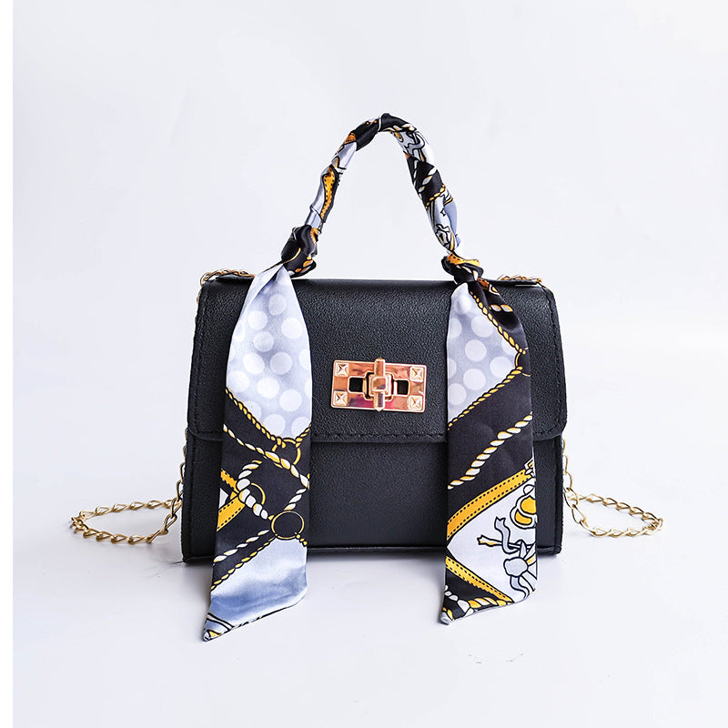 Trendy Women's Mini Chain Shoulder Bag with Scarf