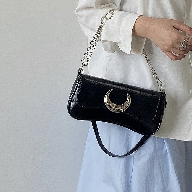 Niche Women's Moon Lock Underarm Shoulder Bag Tote
