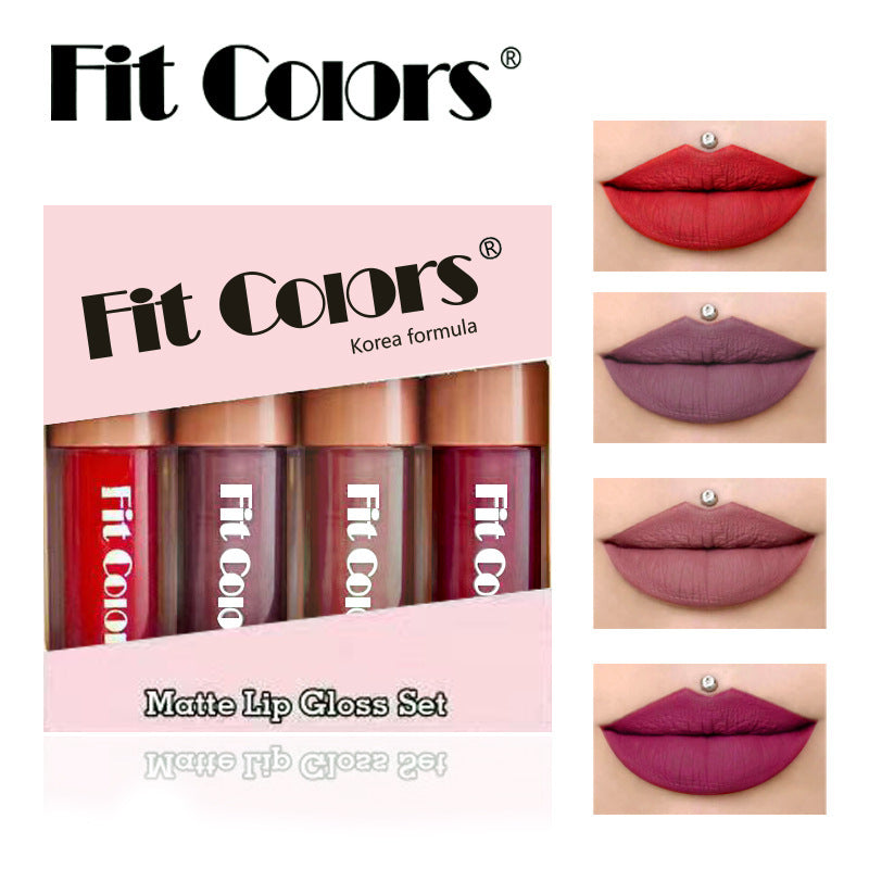 Cross-Border Makeup Set of 4 Velvet Lip Glosses