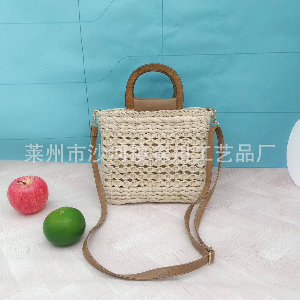 2022 Fashion Woven Paper Rope Handbag - Casual Shoulder Bag