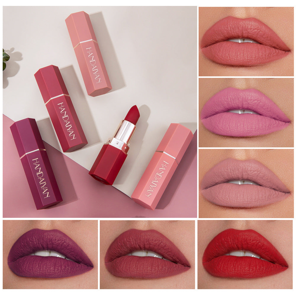 6-Color Matte Lipstick with Delicate Texture for Daily Use