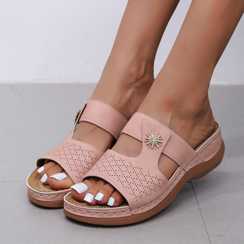 Women's Casual Floral Wedge Sandals with Thick Bottom