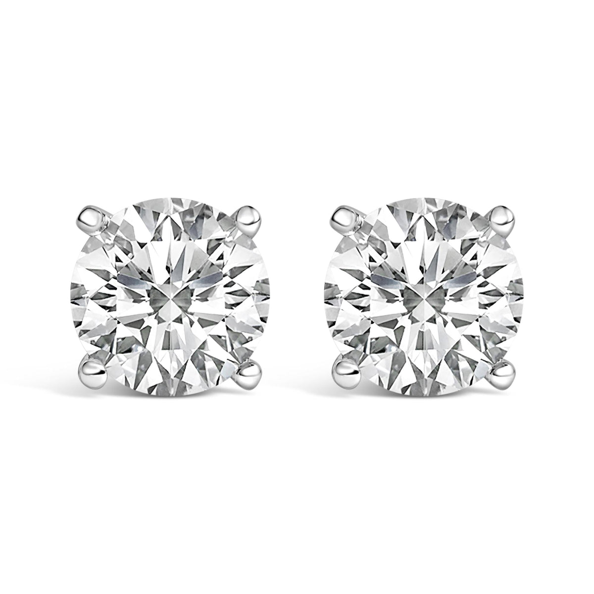 14K White Gold 2 1/2 Cttw Lab Grown Diamond Solitaire Stud Earrings