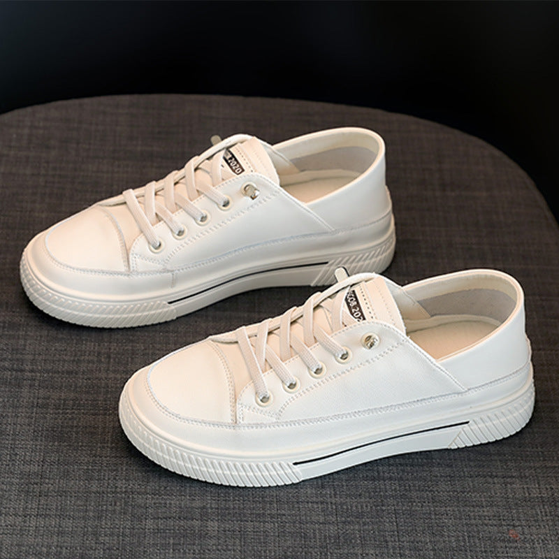 2024 New Women's Genuine Leather White Sneakers