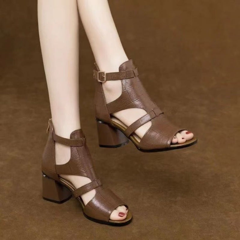 2023 New Women's Open-Toe Chunky Heeled Sandals