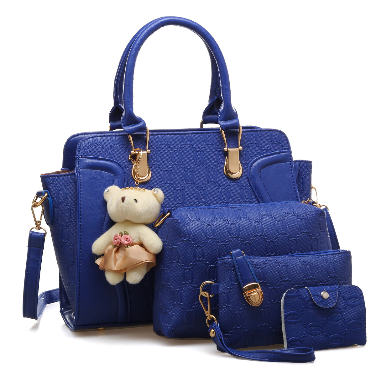 Chic Solid Color Ensemble with Bear Charm