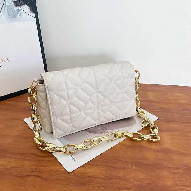Women's PU Leather Rectangular Diamond Jacquard Bag