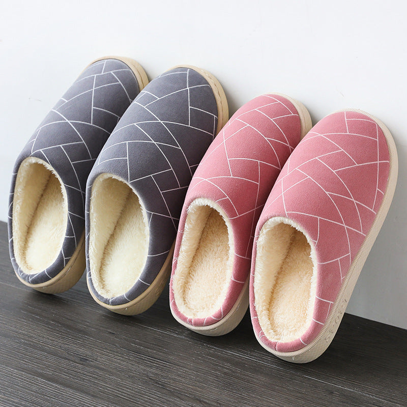 Geometric Plush Winter Slippers
