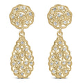 14K Yellow Gold Plated  1/5 Cttw Diamond Teardrop Filigree Earrings