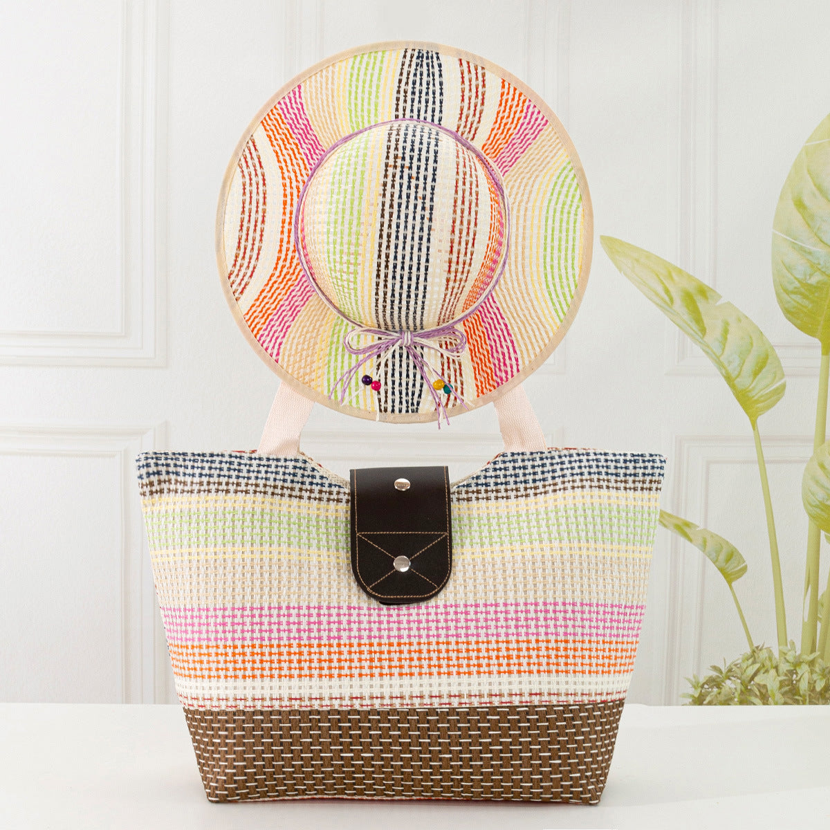 Fashionable Color-block Paper Bag for Women (Large)