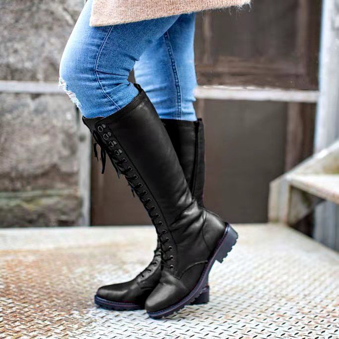 Ladies' Elegance Round Toe Flat Martin Boots