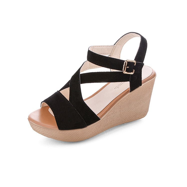 Suede Wedge Heeled Non-Slip Women's Sandals