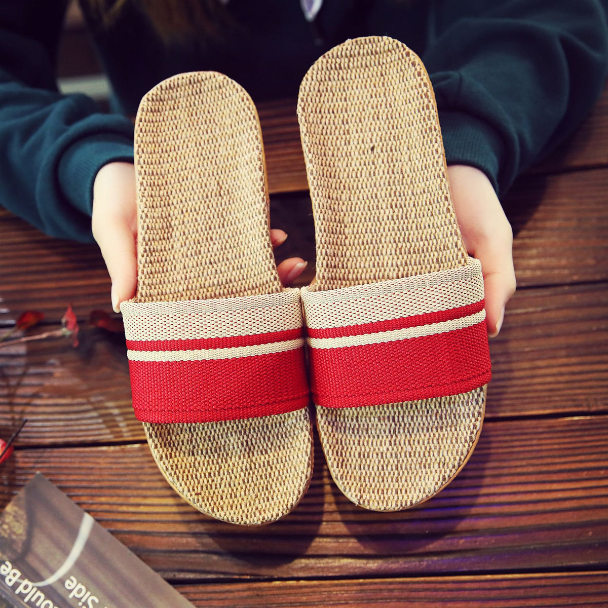 Candy Color Cotton Linen Women's Indoor Slippers