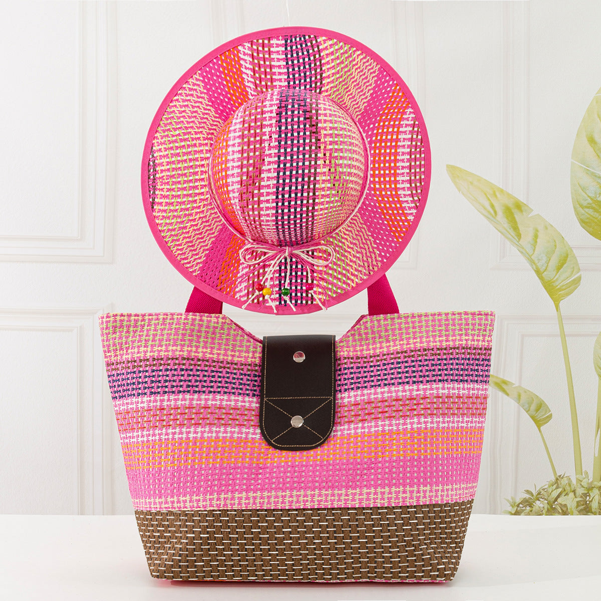 Fashionable Color-block Paper Bag for Women (Large)
