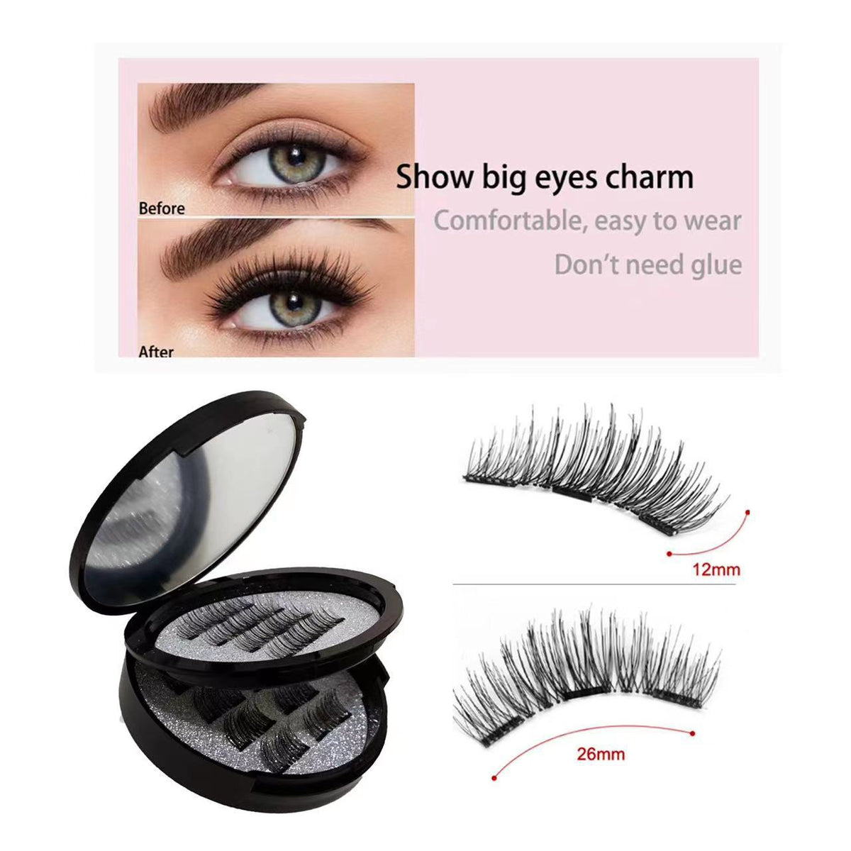 24P-3 Magnetic Lashes with Mirror - No Glue Needed
