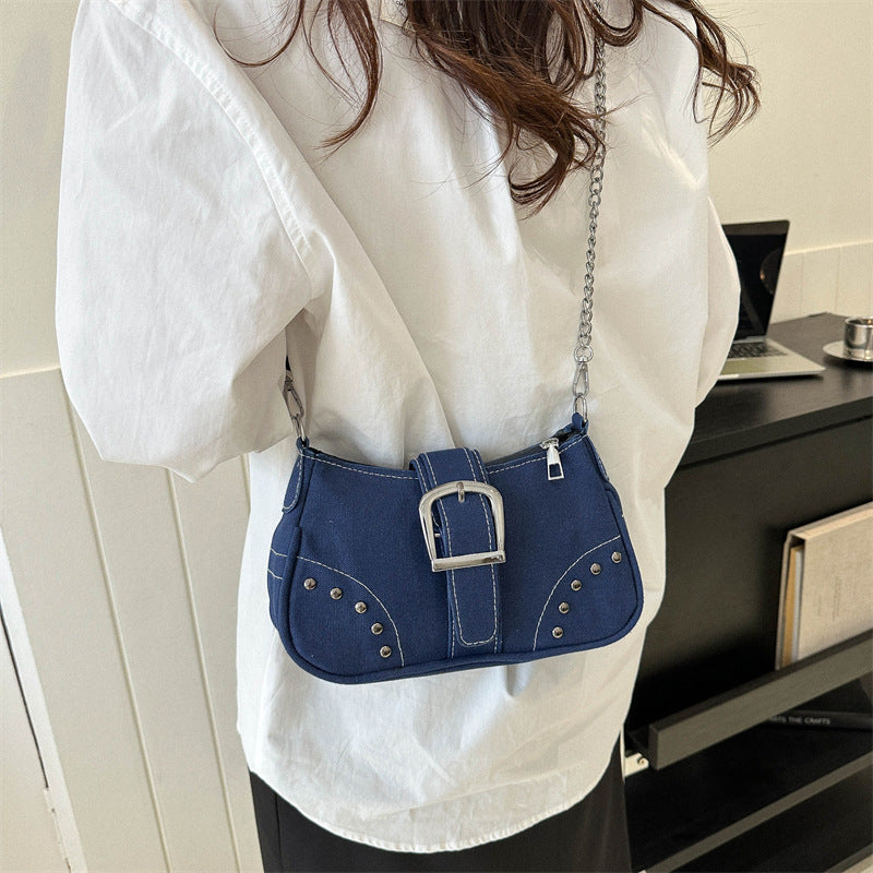 Chic Canvas Shoulder Bag with Chain Strap for Women