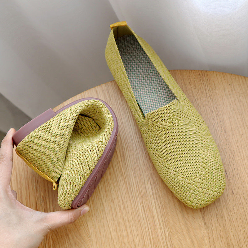 Plus Size Knitted Flat Shoes for Women (Spring/Fall)