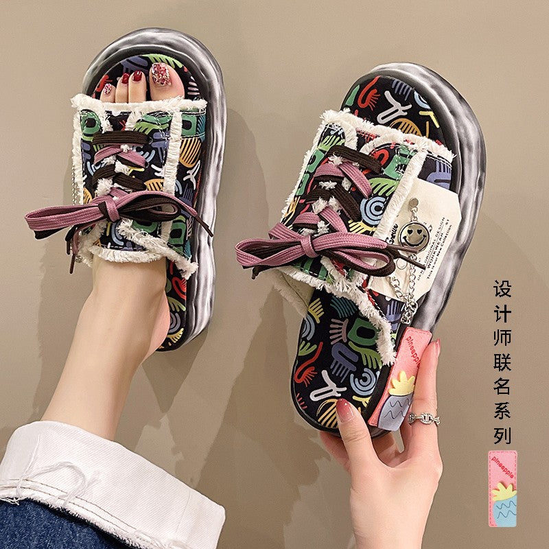 Coastal Doodle Platform Sandals