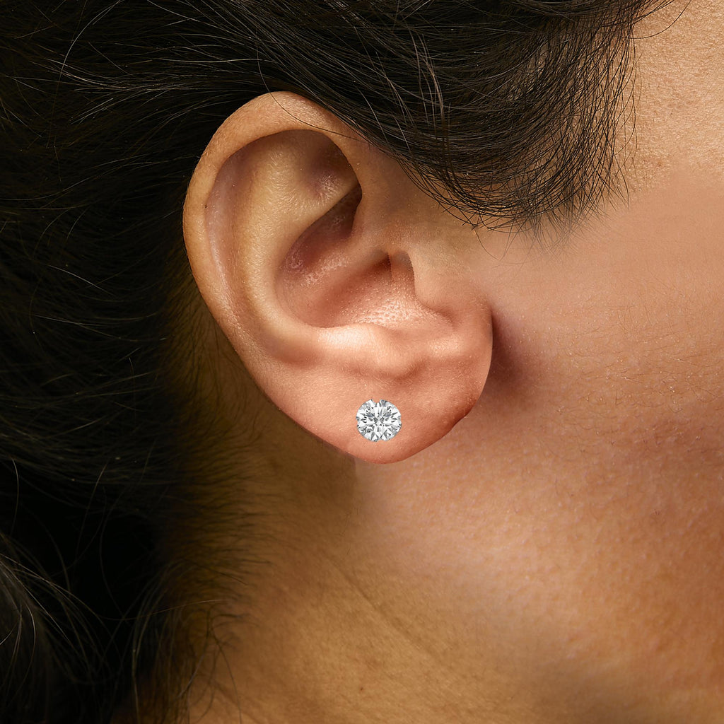14K White Gold 2 1/2 Cttw Lab Grown Diamond Solitaire Stud Earrings