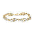 14K Yellow Gold Plated .925 Sterling Silver 1.0 Cttw Diamond Infinity Loop and Swirl Link Bracelet