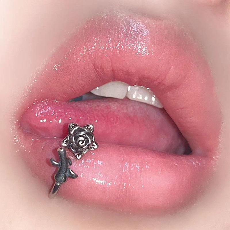 Vintage Floral Lip Ring