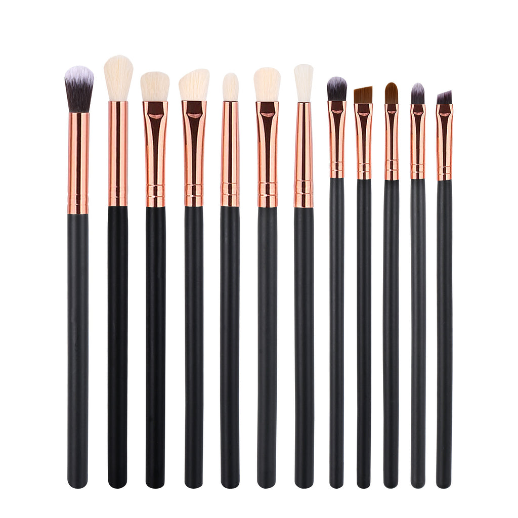 Elegant Black Rose Gold 12-Piece Brush Set