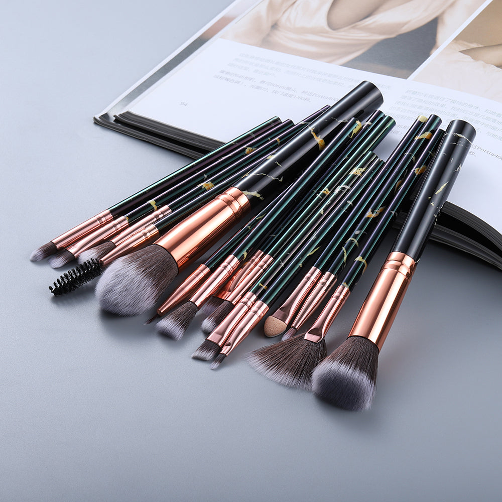 Elegant Marble 15-Piece Brush Set