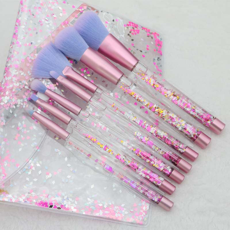 Elegant 7-Piece Crystal Liquid Makeup Brush Set