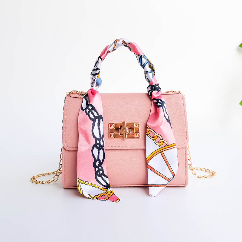 Trendy Women's Mini Chain Shoulder Bag with Scarf