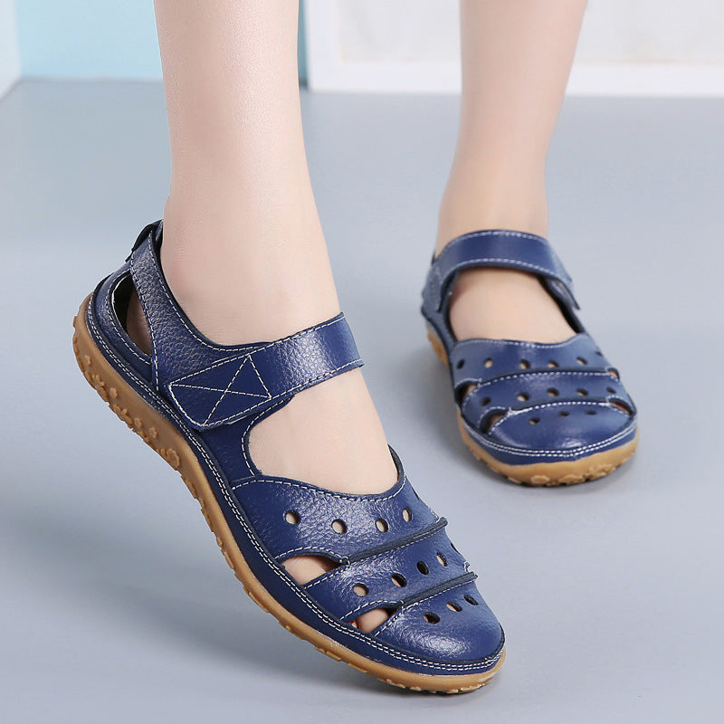 Women's Summer Leather Hollow Sandals - Breathable Comfort