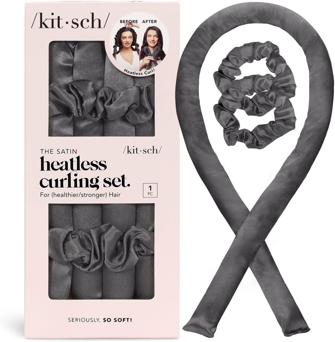 Satin No-Heat Curling Wand Set for Effortless Hair Styling