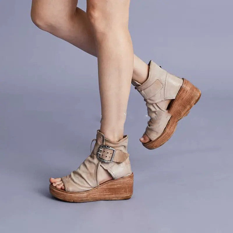 High Top Wedge Platform Fish Mouth Sandals for Women