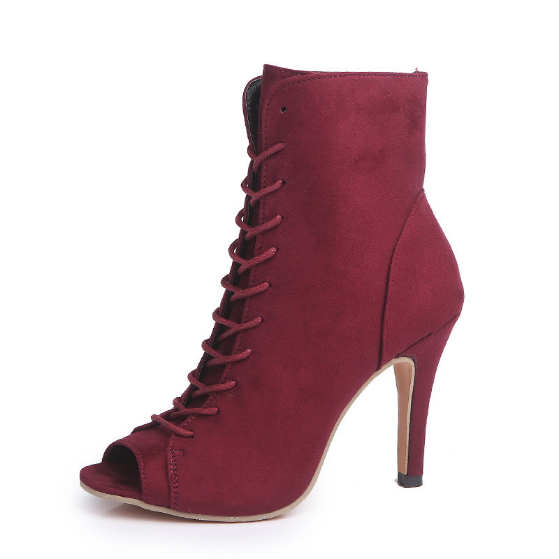 Elegant Suede Lace-Up Stilettos