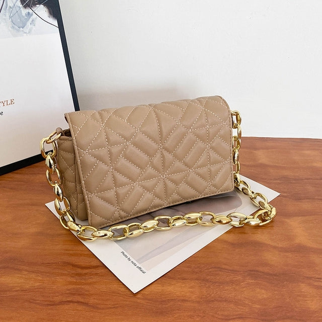 Women's PU Leather Rectangular Diamond Jacquard Bag