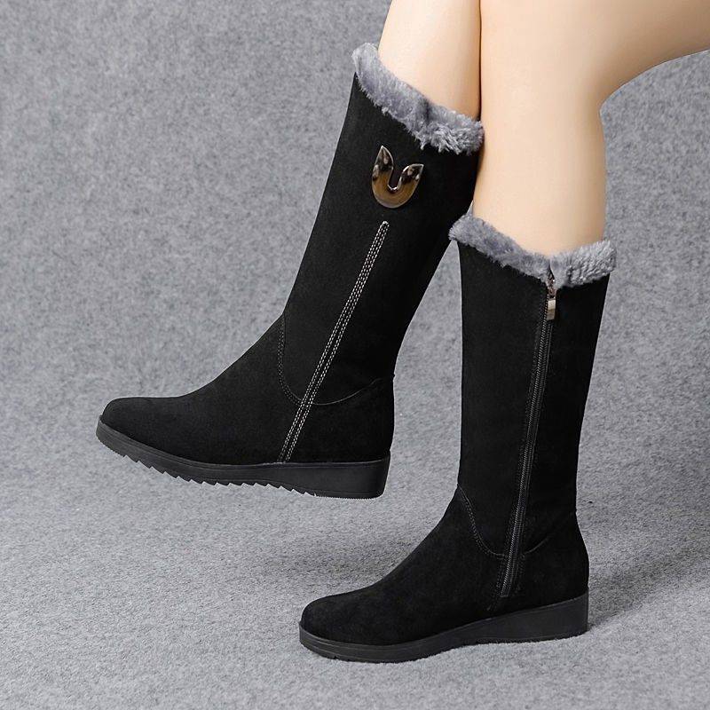 Women's Warm Non-Slip Large Cotton Mid-Tube Boots
