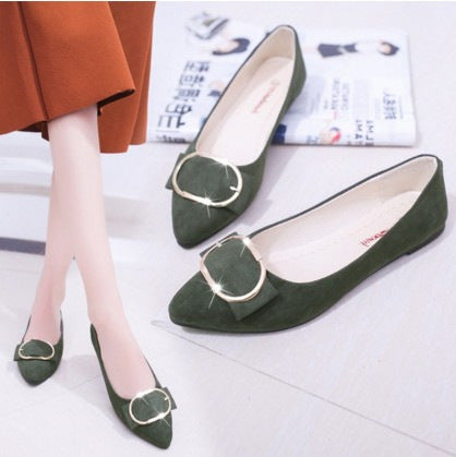 Korean Style Pointed Flat Shoes with Buckle (Comfortable)