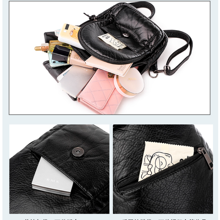 Luxury Embroidered Solid Color Soft Backpack for Women