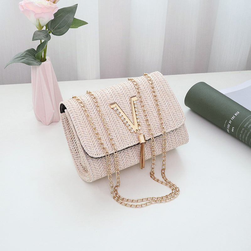 Fresh Rural Style Woven Chain Small Square Bag