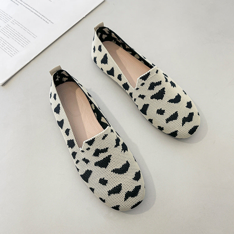 Plus Size Knitted Flat Shoes for Women (Spring/Fall)