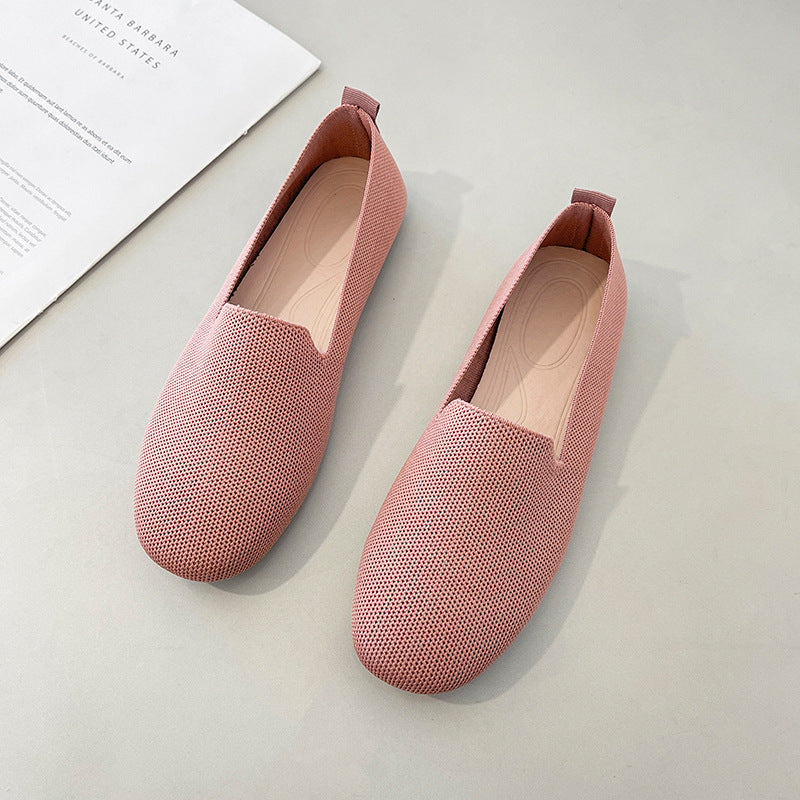 Plus Size Knitted Flat Shoes for Women (Spring/Fall)