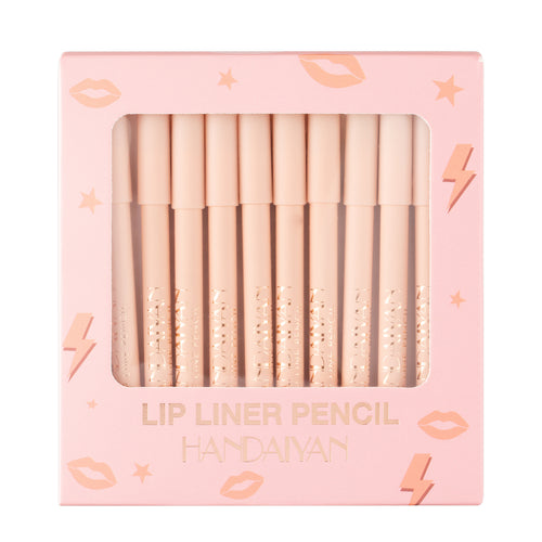12 Natural Colors Matte Lip Liner Set - Waterproof Pencils
